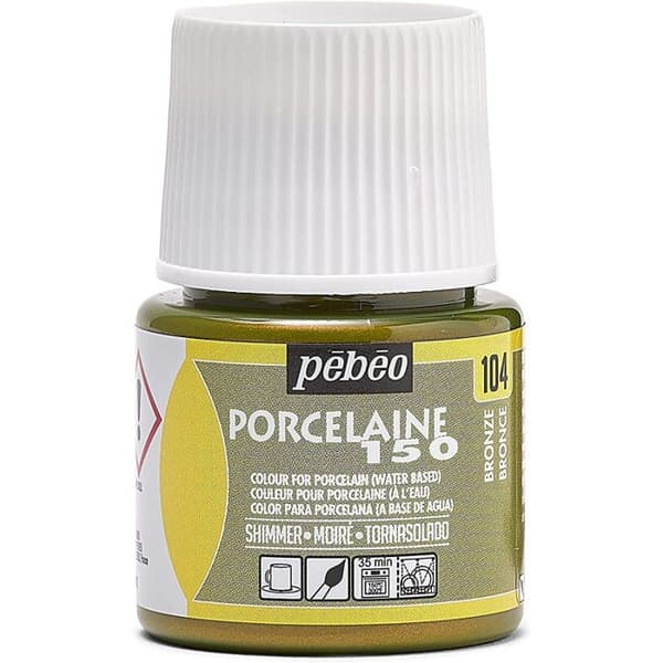 Porslinsfärg - Pebeo - Porslin 150 - Set med 5 flaskor - Glänsande brons - 45 ml Grön