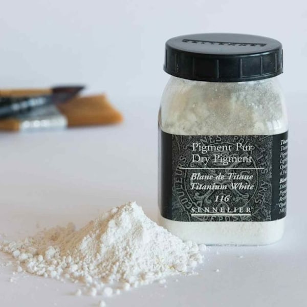 Pigment - Sennelier - 200 ml gryde - Nr. 116 - Titanium White - Maling Titan vit