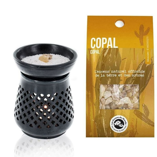 Røgelseholder diffuser i sort sten + Copal resin Svart