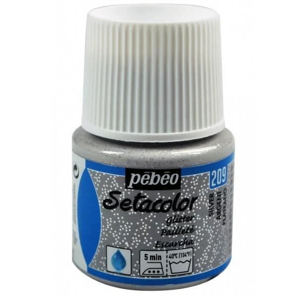 Tekstiilimaali - Pébéo - Setacolor - Kimaltava - Hopea - 45ml Pengar