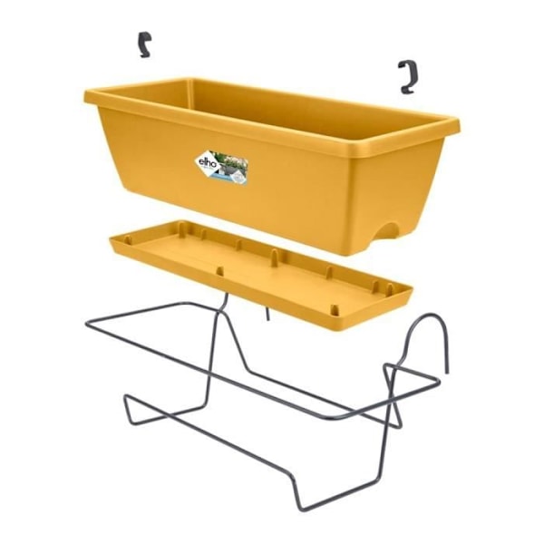 Elho Barcelona Balkon Allin1 50 - Gul - L 50 x B 28 x H 19 cm - Balkon; udendørs - 100 % genbrugt Honungsgul