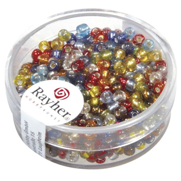 Perleboks - RAYHER - Rocailles med sølvforing - Diameter 2,6mm Pengar