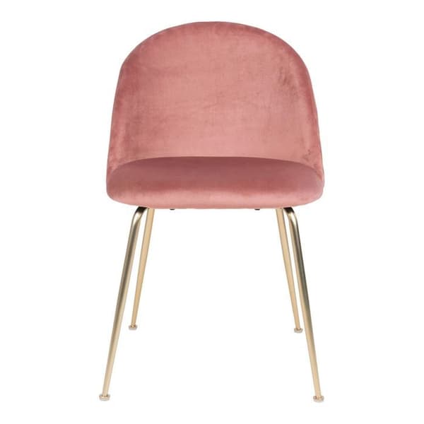 2 matstolar i rosa sammet med ben i mässing Rosa