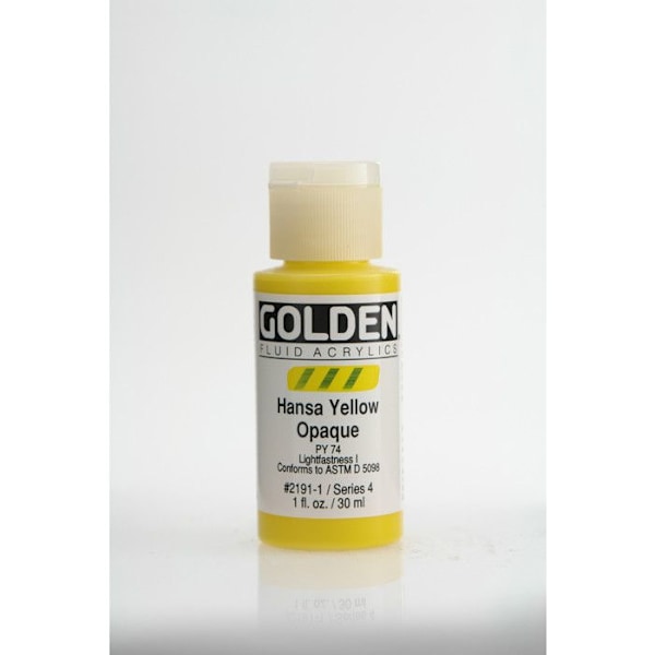 Akrylmaling Flydende - Golden - Hansa Gul Opaque - 30ml - Professionel - Blandbar Hansa Gul Opaque