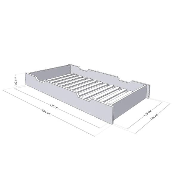 Sengekassette på hjul - grå til seng 120 x 190 cm Grå