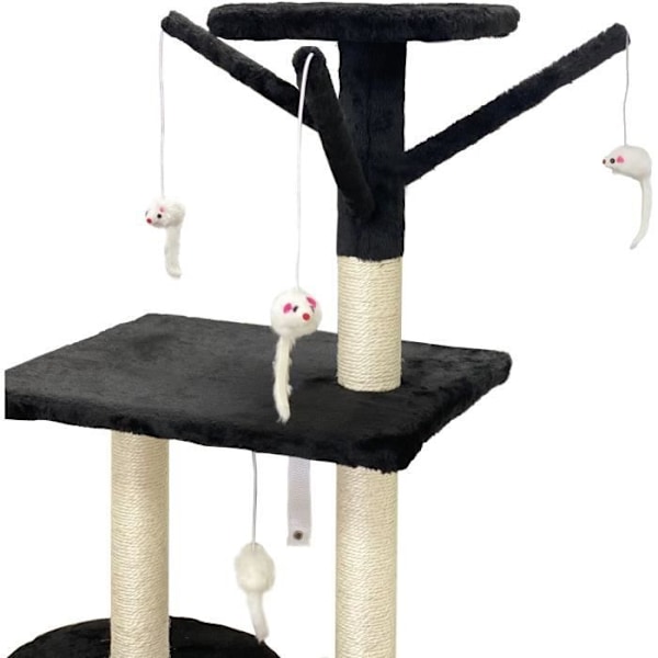 JIPSY sort kattetræ 79 x 34 x 138 cm - 3 platforme, 1 aborre, 1 kennel, 1 trappe, kradsestolper Svart
