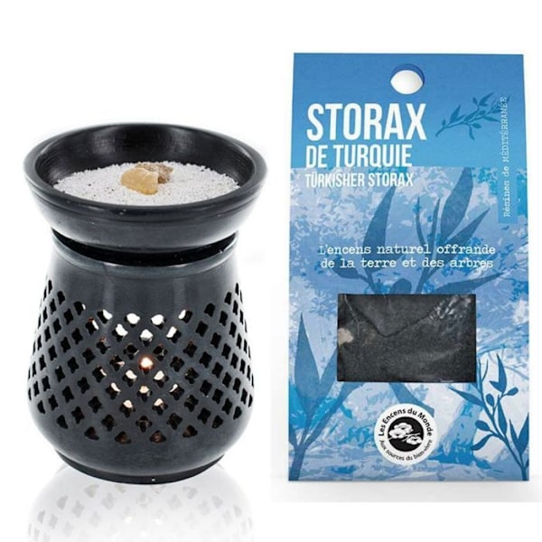 Suitsuketeline diffuusori mustaa kiveä + Storax Türkiyeltä Svart
