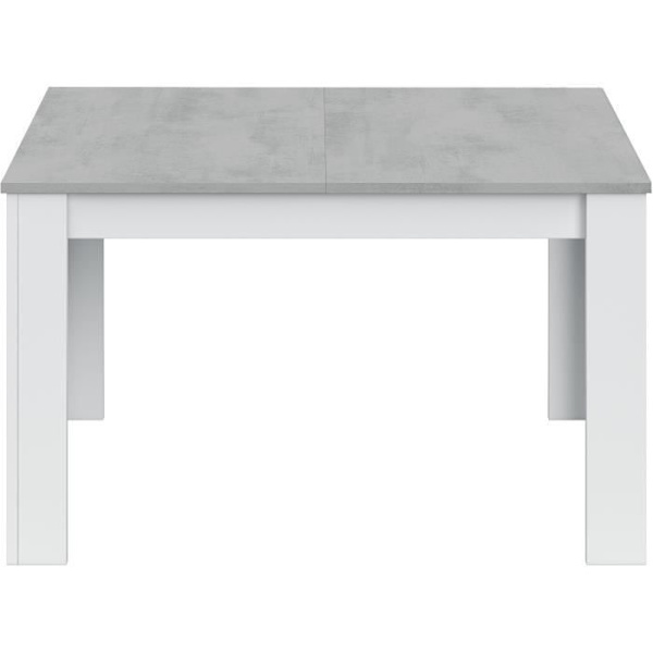 Utdragbart matbord - KENDRA - Rektangulärt - Artik vit och cement - 4 till 6 personer - L140/190 x D90 x H78 cm CEMENT OCH VIT ARTIK