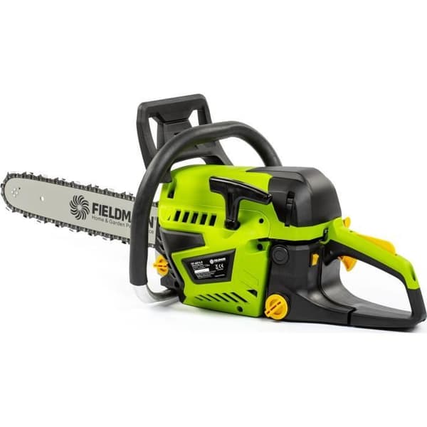 Bensinmotorsåg - FIELDMANN - 45cc - 40 cm svärd - Lättskött Grönt och svart