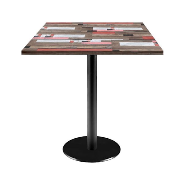Bord 70 x 70 cm - Rom trämodell rödfärgat trä Flerfärgad