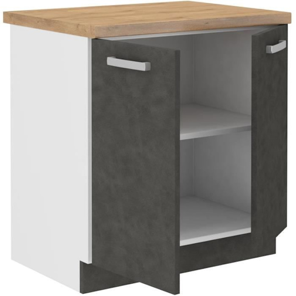 Pohjakaappi kahdella saranoidulla ovella ja työtaso - matta harmaa - P 80 x S 51,6 x K 82 cm - LASSEN Matt grå