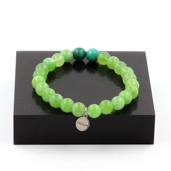 Kivet ja mineraalit. Kongon malakiitti + Peridot Beads Rannekoru 8 mm. Tehty Ranskassa. Grön