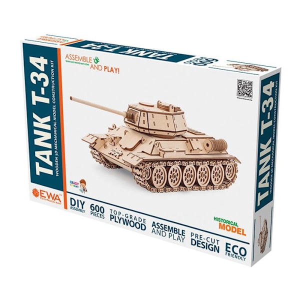 Eco-Wood-Art-mallisarja 600 kpl T-34 Tank Wood Beige