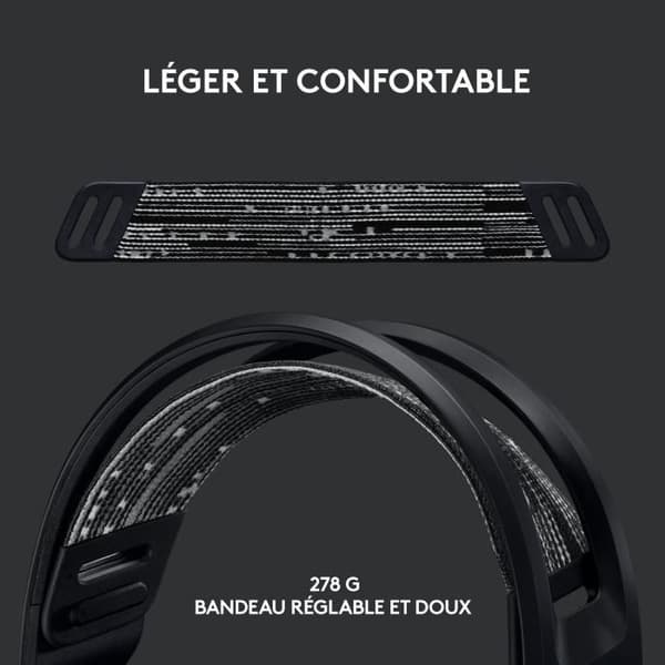 Gaming headset - Trådlös - Logitech G - G733 Lightspeed - PS5, PS4, PC, MAC - Svart