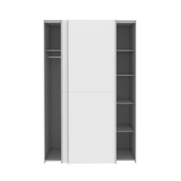 Garderobe med 2 skydelåger - Mat hvid - L 120 x D 61,2 x H 190,5 cm - OZZULA Matt vit