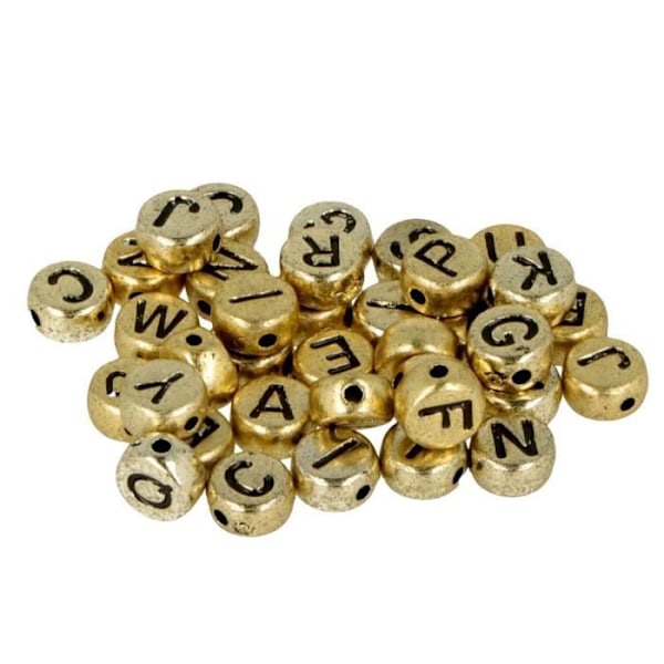 900 hvide/sorte/guld alfabetperler Flerfärgad
