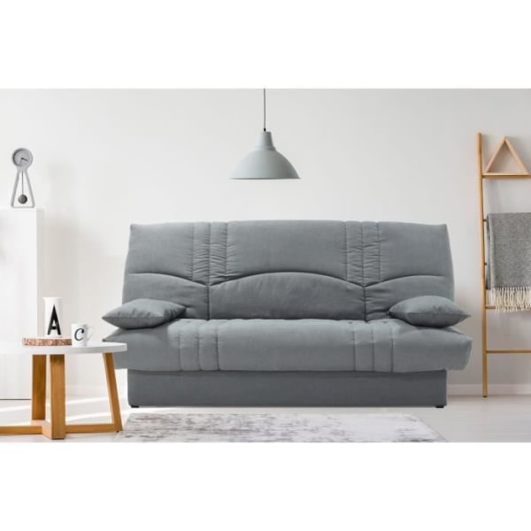 THELMA 3-sits bäddsoffa - Mellangrått Soro-tyg - Säng 125x190 cm - L190 x D92 x H96 cm