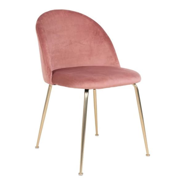 2 matstolar i rosa sammet med ben i mässing Rosa