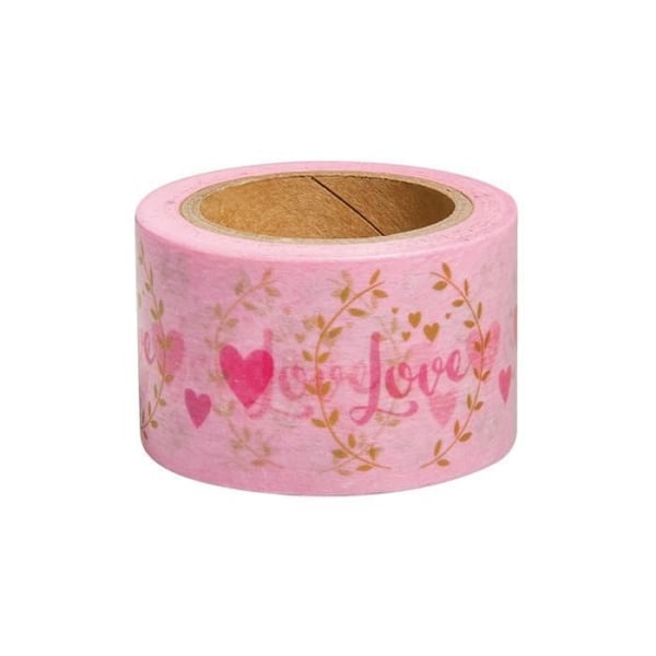 Washi Tape Kærlighed på hvid baggrund - 15 m x 3 cm Rosa