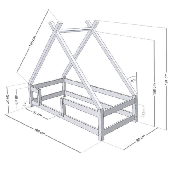 Barnsäng i stuga - GENERIC - TAHUKA - Massivt trä - Röd - Spröjs - 80 x 180 cm Röd