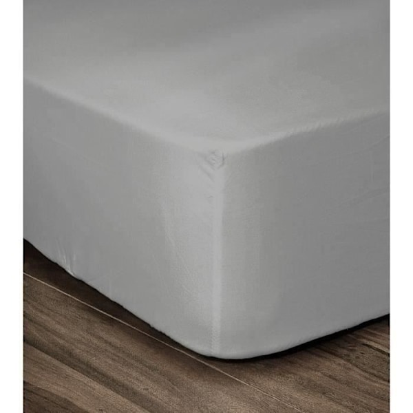 KÆRLIGHED HJEM Fittet ark 100% bomuld 180x200cm - Leanie 35cm - Lys grå Ljusgrått