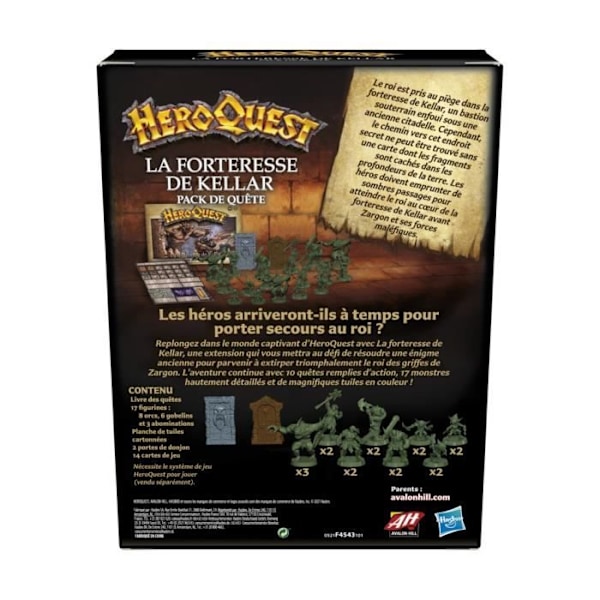 HeroQuest, Kellar's Fortress-udvidelse, 2 til 5 spillere fra 14 år og opefter, HeroQuest-spilsystem påkrævet - Avalon Hill Flerfärgad