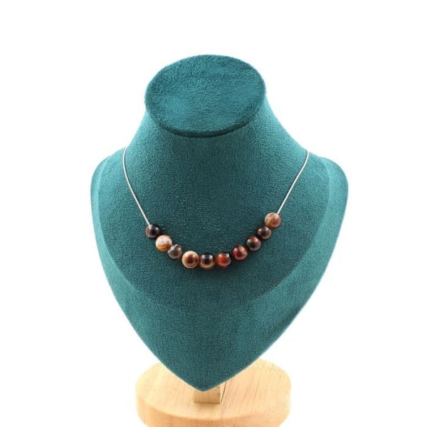 Collier - A Bijoux - Agate de Rêve - 10 perler 8 mm - Kæde i rustfrit stål - 45 cm
