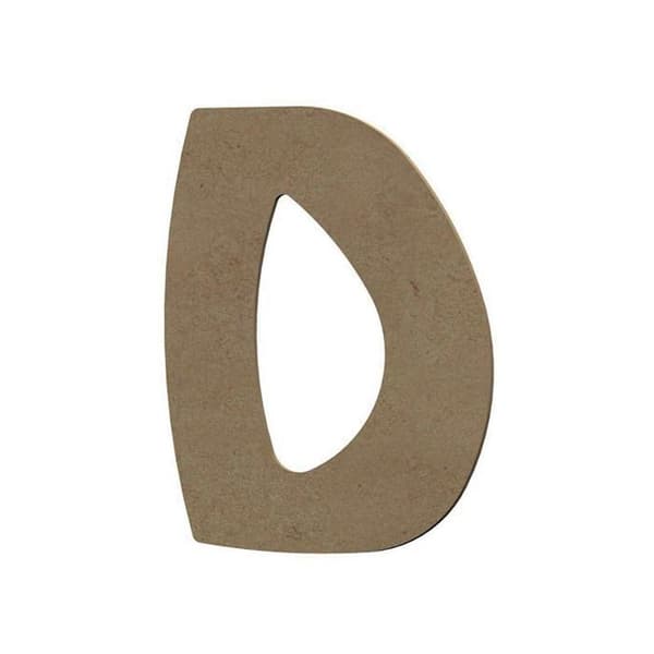 Stort D i MDF træ til at dekorere - 8 cm brun