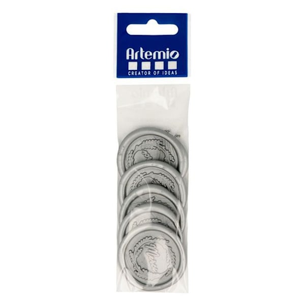 5 silverstickade vaxtätningar Merci 30 mm Silver