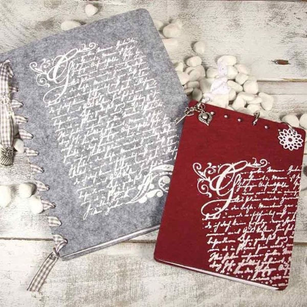 Vintagetyylinen kankaan sabluunaliima A5 Blå