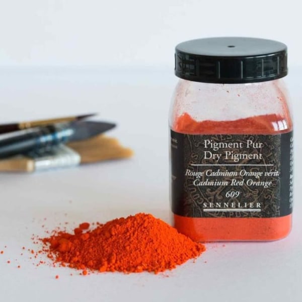 Pigment til at skabe maling - 110 g potte - Ægte orange Cadmium Rød