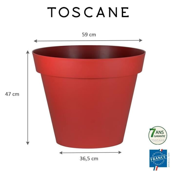 EDA Pyöreä kukkaruukku Toscana 76 L - Rubiininpunainen - Ø 60 x H 47 cm rubinröd