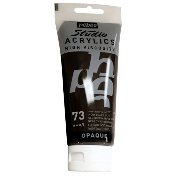 Acrylmaling tube - Imitation elfenben sort - Pébéo - Studio - 100 ml Svart elfenben imitation