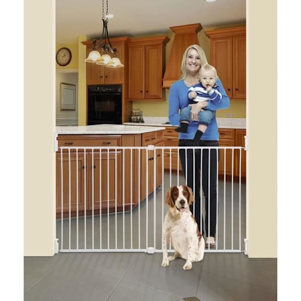 DREAMBABY Ekstra bred BROADWAY Gro Gate sikkerhedslåge - Skrubar - L 76/134,5 x H 76 cm - Hvid Vit