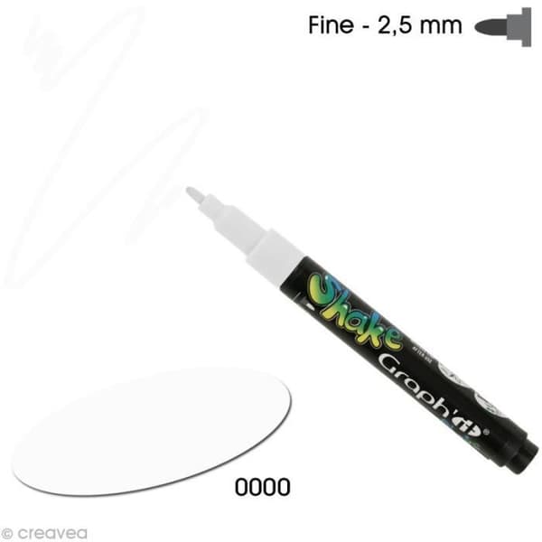Graph'it shake 2,5 mm Malerpen Graph'it Shake på vandbasis, - Farve: Hvid - Kode: 0000 - Spids: fin, 2,5 mm -