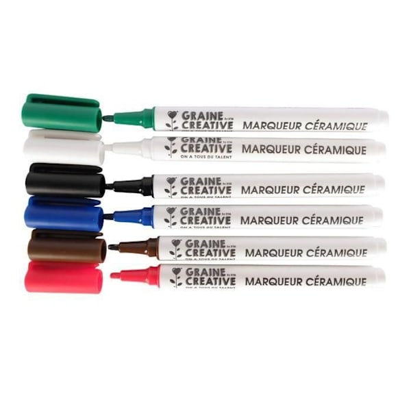 6 keramiske markører - vintage farver Flerfärgad