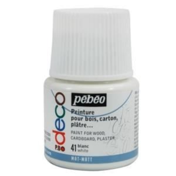 Akrylmaling - Pébéo - P.BO Déco - Mat hvid - 45ml - Mat finish hvid