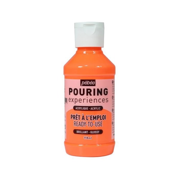 Akryyliväri - Pébéo - Valutus - 118 ml - Hehkuva Oranssi - Hehkuva Orange fluorescerande
