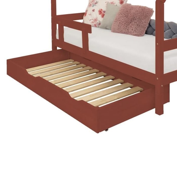 Sänglåda 120 x 190 med BUDDY boxspring - tegelröd - GENERIC - Sovrum - Vuxen Röd