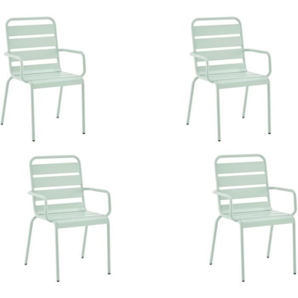 Set med 4 trädgårdsfåtöljer - Stål - Celadon Green - Trädgårdsmöbler - Metall - 4 personer - 43 x 58 x 86 cm