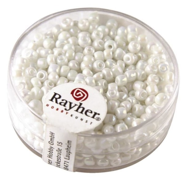 RAYHER Rocailles - Ø 2,6 mm - Opak lyster - Vit - Kartong med 17 g Vit