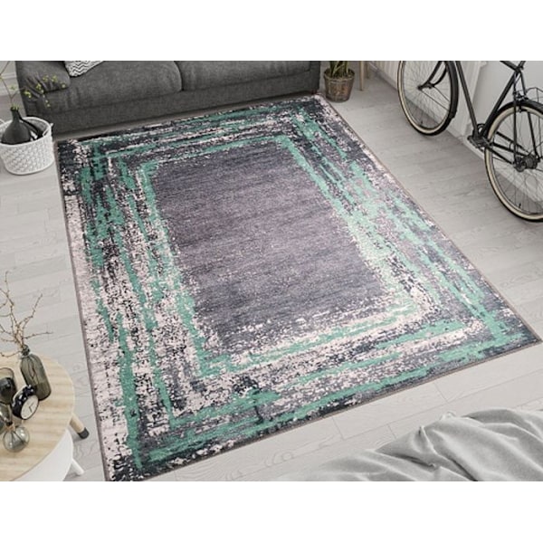 Tapis - MANI TEXTIL - RING - Svart/Grön - 180X270 - Modern - Rektangulär Svart/grön