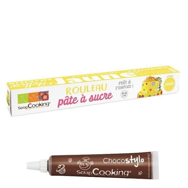Sockerpasta - Ej specificerat - Ø 36 cm - Gul - Färdig att rulla ut - Chokladpenna ingår Gul