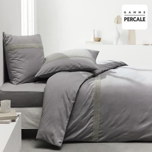 IDAG Prestige sänglinne set - 240 x 260 cm - 2 personer - 100% Macrame finish Percale - Stål Grå