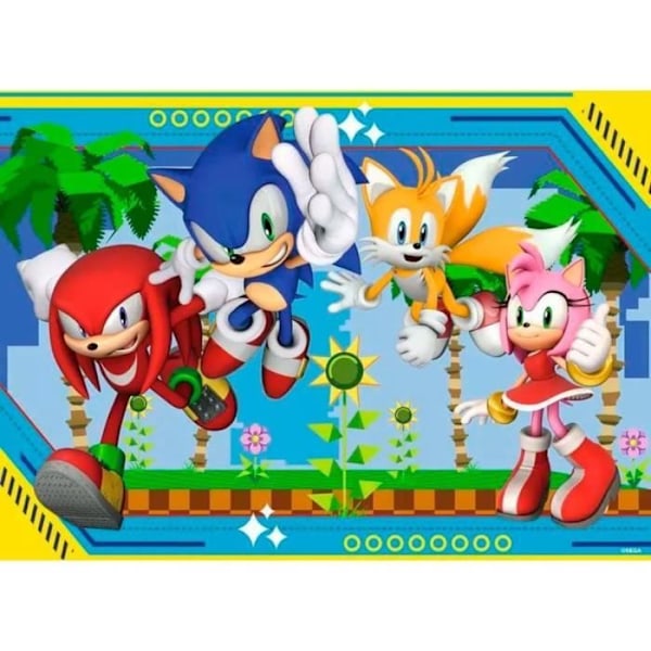 100 bitar XXL-pussel Sonic, Knuckles, Sonic, Tails och Amy / Sonic, från 6 år och uppåt, högkvalitativt pussel, 12001134 Flerfärgad