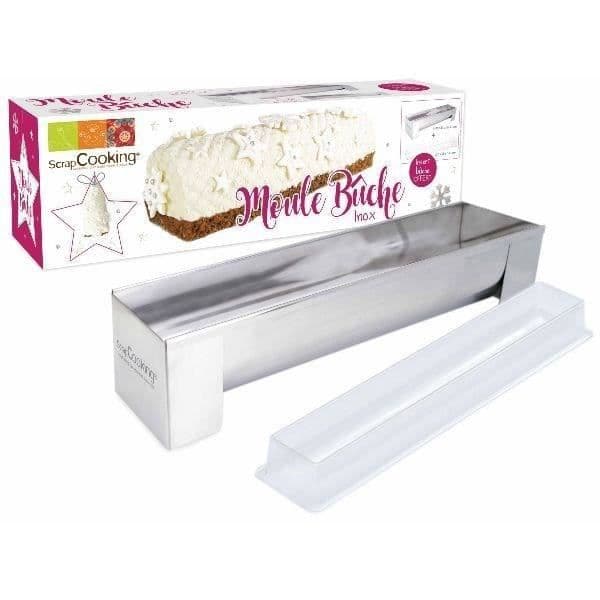 Bûcheform - SCRAPCOOKING - Inox med indsats - 30x8x6.5cm grå