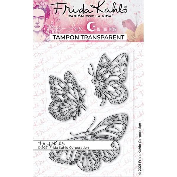 3 läpinäkyvää leimaa - Perhoset - 9,5 x 6,5 cm Transparent