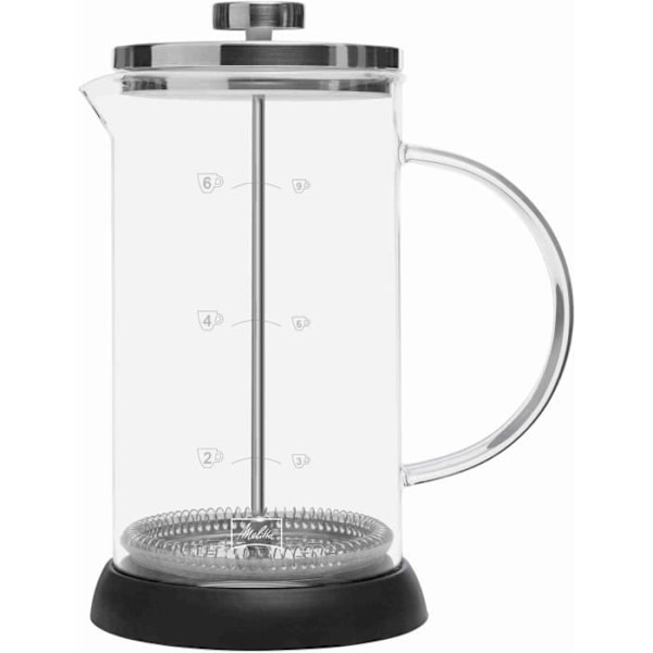 MELITTA Standard 9-kops fransk kaffemaskine - Kværnet kaffe kompatibel - Aftagelig vandtank - Programmerbar svart och klar