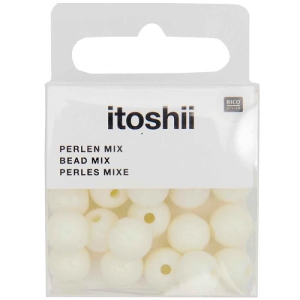 Plastperler - Off-white - 10 mm - 24 stk Vit