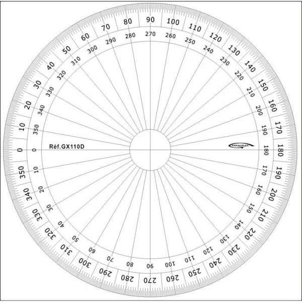 Rapporteur helt cirkel grader Ø 10 cm - Graphoplex - Altuglas - Vinkel og niveau - 360 ° - Tømrer {Färg}